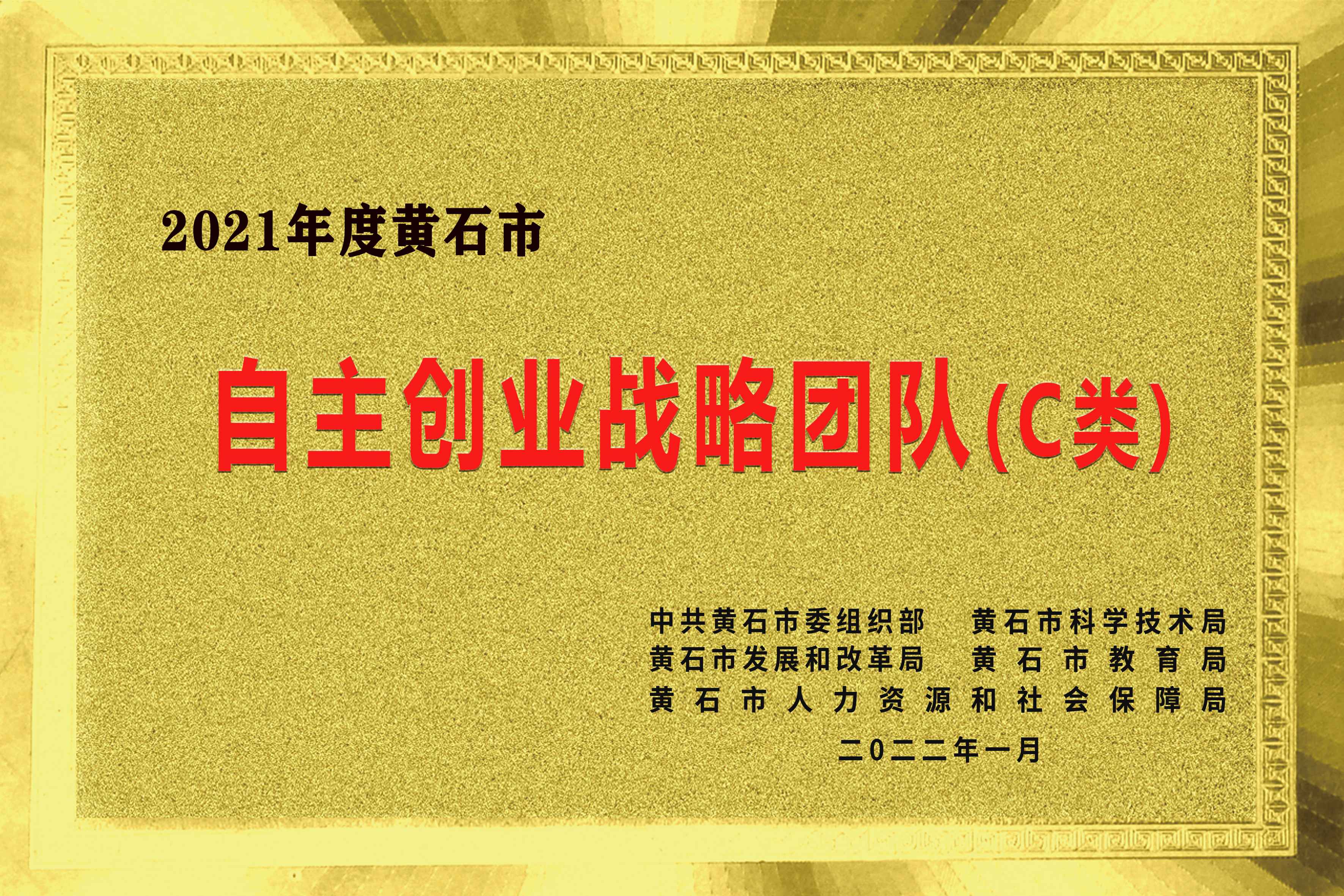 2021年(nián)度黃石市(shì)自(zì)主創業(yè)戰略團隊（C類）